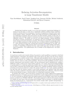 Reducing Activation Recomputation in Large Transformer Models