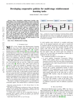 Developing cooperative policies for multi-stage reinforcement learning
  tasks