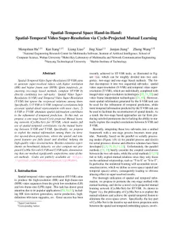 Spatial-Temporal Space Hand-in-Hand: Spatial-Temporal Video
  Super-Resolution via Cycle-Projected Mutual Learning