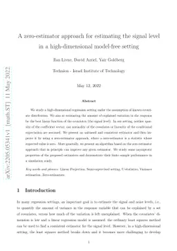 A zero-estimator approach for estimating the signal level in a
  high-dimensional model-free setting