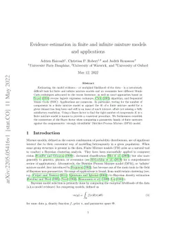 Evidence estimation in finite and infinite mixture models and
  applications