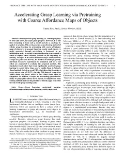 Accelerating Grasp Learning via Pretraining with Coarse Affordance Maps
  of Objects