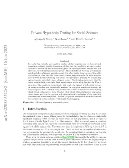 Private Hypothesis Testing for Social Sciences