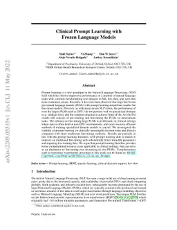 Clinical Prompt Learning with Frozen Language Models