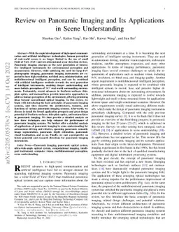 Review on Panoramic Imaging and Its Applications in Scene Understanding