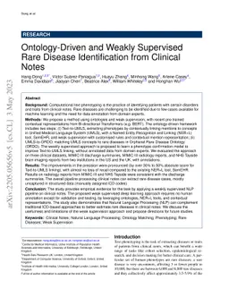 Ontology-Driven and Weakly Supervised Rare Disease Identification from
  Clinical Notes