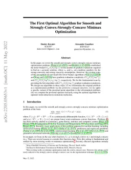 The First Optimal Algorithm for Smooth and
  Strongly-Convex-Strongly-Concave Minimax Optimization