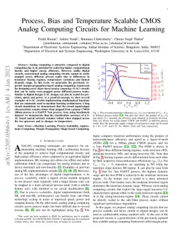 Process, Bias and Temperature Scalable CMOS Analog Computing Circuits
  for Machine Learning