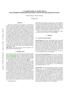 A Closer Look at Audio-Visual Multi-Person Speech Recognition and Active
  Speaker Selection