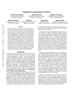 Explainable Computational Creativity
