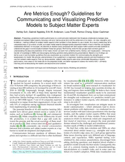 Are Metrics Enough? Guidelines for Communicating and Visualizing Predictive Models to Subject Matter Experts
