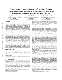 "There Is Not Enough Information": On the Effects of Explanations on
  Perceptions of Informational Fairness and Trustworthiness in Automated
  Decision-Making