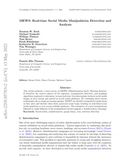 MEWS: Real-time Social Media Manipulation Detection and Analysis