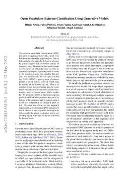 Open Vocabulary Extreme Classification Using Generative Models