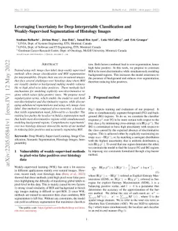 Leveraging Uncertainty for Deep Interpretable Classification and
  Weakly-Supervised Segmentation of Histology Images