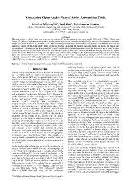 Comparing Open Arabic Named Entity Recognition Tools