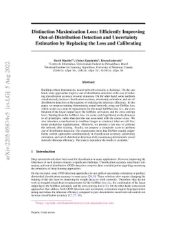 Distinction Maximization Loss: Efficiently Improving Out-of-Distribution
  Detection and Uncertainty Estimation by Replacing the Loss and Calibrating