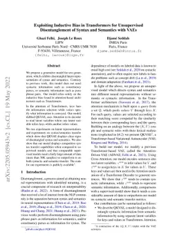 Exploiting Inductive Bias in Transformers for Unsupervised
  Disentanglement of Syntax and Semantics with VAEs