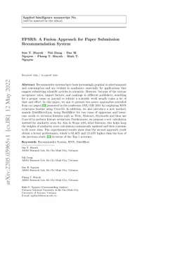 FPSRS: A Fusion Approach for Paper Submission Recommendation System
