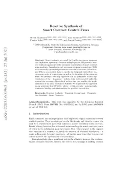 Reactive Synthesis of Smart Contract Control Flows