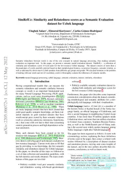 SimRelUz: Similarity and Relatedness scores as a Semantic Evaluation
  dataset for Uzbek language