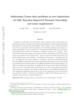 Addressing Census data problems in race imputation via fully Bayesian
  Improved Surname Geocoding and name supplements