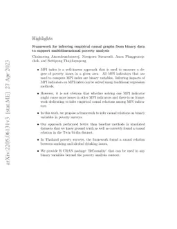 Framework for inferring empirical causal graphs from binary data to
  support multidimensional poverty analysis