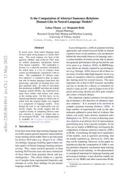 Is the Computation of Abstract Sameness Relations Human-Like in Neural
  Language Models?