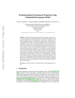 Predicting Human Psychometric Properties Using Computational Language
  Models