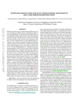 Knowledge Distillation for Multi-Target Domain Adaptation in Real-Time
  Person Re-Identification