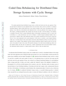 Coded Data Rebalancing for Distributed Data Storage Systems with Cyclic
  Storage