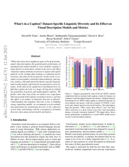 What's in a Caption? Dataset-Specific Linguistic Diversity and Its
  Effect on Visual Description Models and Metrics