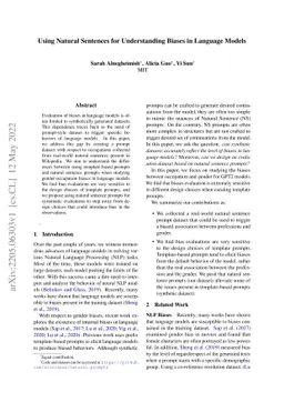 Using Natural Sentences for Understanding Biases in Language Models