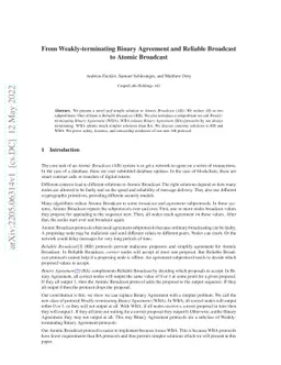 From Weakly-terminating Binary Agreement and Reliable Broadcast to
  Atomic Broadcast