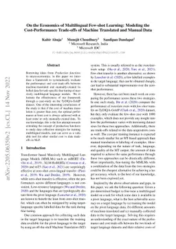 On the Economics of Multilingual Few-shot Learning: Modeling the
  Cost-Performance Trade-offs of Machine Translated and Manual Data