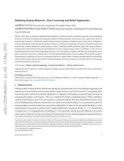 Modeling Human Behavior Part I -- Learning and Belief Approaches