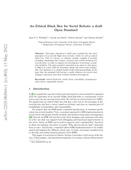 An Ethical Black Box for Social Robots: a draft Open Standard