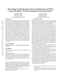 Knowledge Graph Question Answering Datasets and Their Generalizability:
  Are They Enough for Future Research?