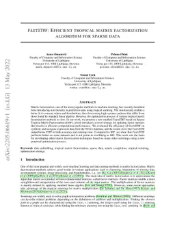 FastSTMF: Efficient tropical matrix factorization algorithm for sparse
  data