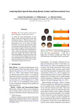 Analyzing Hate Speech Data along Racial, Gender and Intersectional Axes