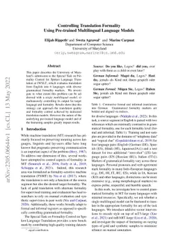 Controlling Translation Formality Using Pre-trained Multilingual
  Language Models