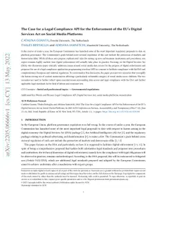 The Case for a Legal Compliance API for the Enforcement of the EU's
  Digital Services Act on Social Media Platforms