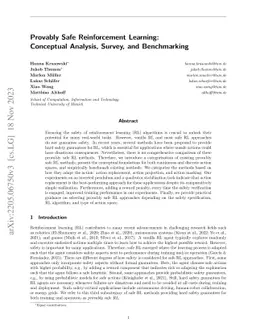 Provably Safe Reinforcement Learning: Conceptual Analysis, Survey, and
  Benchmarking