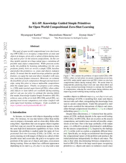 KG-SP: Knowledge Guided Simple Primitives for Open World Compositional
  Zero-Shot Learning