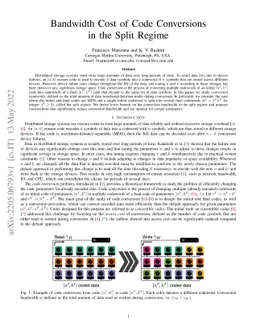 Bandwidth Cost of Code Conversions in the Split Regime