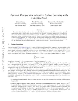 Optimal Comparator Adaptive Online Learning with Switching Cost