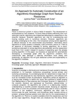 An Approach for Automatic Construction of an Algorithmic Knowledge Graph
  from Textual Resources