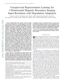 Unsupervised Representation Learning for 3D MRI Super Resolution with
  Degradation Adaptation
