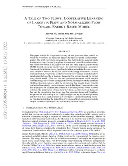 A Tale of Two Flows: Cooperative Learning of Langevin Flow and
  Normalizing Flow Toward Energy-Based Model