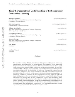 Toward a Geometrical Understanding of Self-supervised Contrastive
  Learning